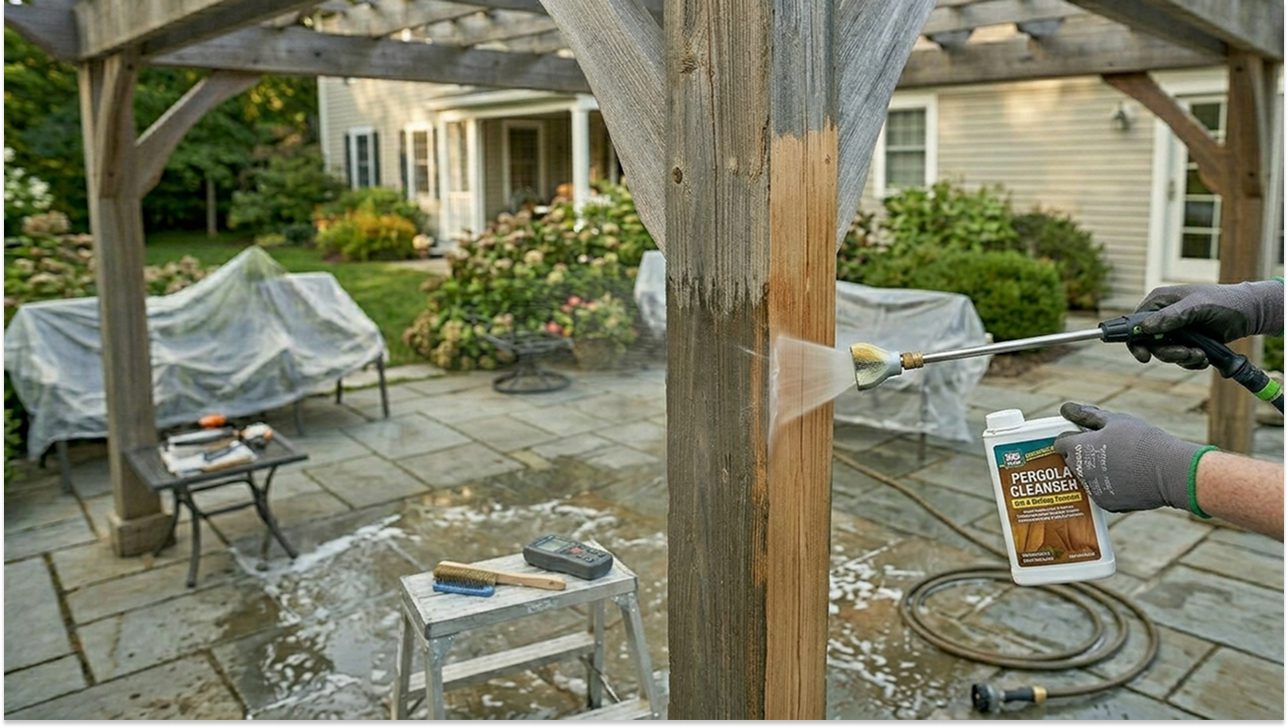 Pergola stain application Georgetown TX
